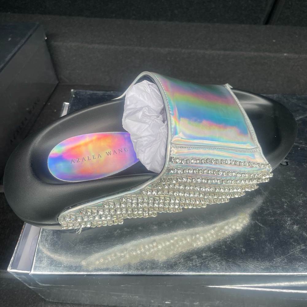 Holographic Slide Sandals